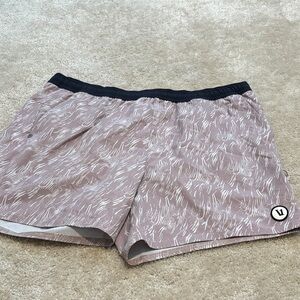 Vuori Men’s Athletic Shorts in Mauve Pattern with Black Waistband